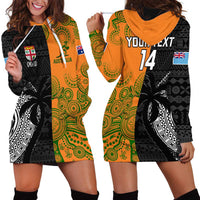 Custom Fiji And Australia Rugby Hoodie Dress Fijian Tapa Pattern With Aussie Aboriginal Art LT14 - Polynesian Pride