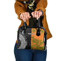 Custom Fiji And Australia Rugby Shoulder Handbag Fijian Tapa Pattern With Aussie Aboriginal Art