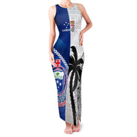 Fiji And Samoa Rugby Family Matching Tank Maxi Dress and Hawaiian Shirt 2023 World Cup Samoan Mix Tapa Pattern LT14 Mom's Dress Blue - Polynesian Pride