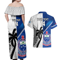 Custom Fiji And Samoa Rugby Couples Matching Off Shoulder Maxi Dress and Hawaiian Shirt 2023 World Cup Samoan Mix Tapa Pattern LT14 - Polynesian Pride