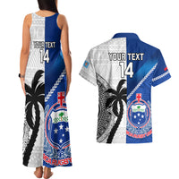 Custom Fiji And Samoa Rugby Couples Matching Tank Maxi Dress and Hawaiian Shirt 2023 World Cup Samoan Mix Tapa Pattern LT14 - Polynesian Pride