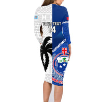 Custom Fiji And Samoa Rugby Family Matching Long Sleeve Bodycon Dress and Hawaiian Shirt 2023 World Cup Samoan Mix Tapa Pattern LT14 - Polynesian Pride