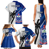 Custom Fiji And Samoa Rugby Family Matching Tank Maxi Dress and Hawaiian Shirt 2023 World Cup Samoan Mix Tapa Pattern LT14 - Polynesian Pride