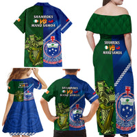 Samoa And Ireland Rugby Family Matching Off Shoulder Maxi Dress and Hawaiian Shirt 2023 World Cup Manu Samoa With Shamrocks LT14 - Polynesian Pride