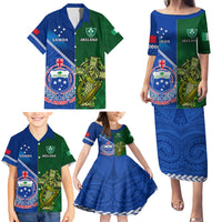 Samoa And Ireland Rugby Family Matching Puletasi Dress and Hawaiian Shirt 2023 World Cup Manu Samoa With Shamrocks LT14 - Polynesian Pride