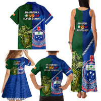 Samoa And Ireland Rugby Family Matching Tank Maxi Dress and Hawaiian Shirt 2023 World Cup Manu Samoa With Shamrocks LT14 - Polynesian Pride
