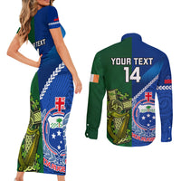 Custom Samoa And Ireland Rugby Couples Matching Short Sleeve Bodycon Dress and Long Sleeve Button Shirts 2023 World Cup Manu Samoa With Shamrocks LT14 - Polynesian Pride