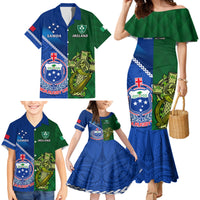 Custom Samoa And Ireland Rugby Family Matching Mermaid Dress and Hawaiian Shirt 2023 World Cup Manu Samoa With Shamrocks LT14 - Polynesian Pride