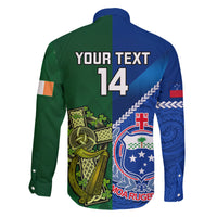 Custom Samoa And Ireland Rugby Family Matching Short Sleeve Bodycon Dress and Hawaiian Shirt 2023 World Cup Manu Samoa With Shamrocks LT14 - Polynesian Pride