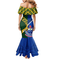 Samoa And South Africa Rugby Family Matching Mermaid Dress and Hawaiian Shirt 2023 World Cup Manu Samoa With Springboks LT14 - Polynesian Pride