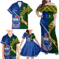 Samoa And South Africa Rugby Family Matching Off Shoulder Maxi Dress and Hawaiian Shirt 2023 World Cup Manu Samoa With Springboks LT14 - Polynesian Pride