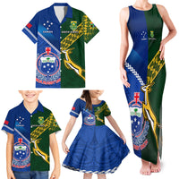 Samoa And South Africa Rugby Family Matching Tank Maxi Dress and Hawaiian Shirt 2023 World Cup Manu Samoa With Springboks LT14 - Polynesian Pride
