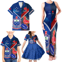 Samoa And France Rugby Family Matching Tank Maxi Dress and Hawaiian Shirt 2023 World Cup Manu Samoa With Les Bleus LT14 - Polynesian Pride