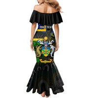 Personalised South Sea Islanders Family Matching Mermaid Dress and Hawaiian Shirt Kanakas With Solomon Islands Coat Of Arms LT14 - Polynesian Pride