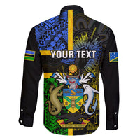 Personalised South Sea Islanders Family Matching Off Shoulder Long Sleeve Dress and Hawaiian Shirt Kanakas With Solomon Islands Coat Of Arms LT14 - Polynesian Pride