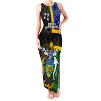 Personalised South Sea Islanders Family Matching Tank Maxi Dress and Hawaiian Shirt Kanakas With Solomon Islands Coat Of Arms LT14 Mom's Dress Black - Polynesian Pride