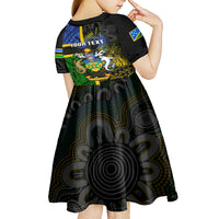 Personalised South Sea Islanders Kid Short Sleeve Dress Kanakas With Solomon Islands Coat Of Arms LT14 - Polynesian Pride