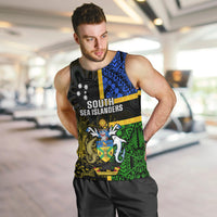 Personalised South Sea Islanders Men Tank Top Kanakas With Solomon Islands Coat Of Arms LT14 - Polynesian Pride