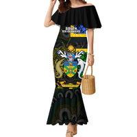 Personalised South Sea Islanders Mermaid Dress Kanakas With Solomon Islands Coat Of Arms LT14 Women Black - Polynesian Pride