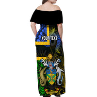 Personalised South Sea Islanders Off Shoulder Maxi Dress Kanakas With Solomon Islands Coat Of Arms LT14 - Polynesian Pride