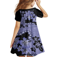 Purple Hawaii Family Matching Short Sleeve Bodycon Dress and Hawaiian Shirt Tapa Cloth Mix Tropical Flowers Pastel Vibes LT14 - Polynesian Pride