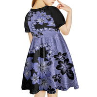 Purple Hawaii Kid Short Sleeve Dress Tapa Cloth Mix Tropical Flowers Pastel Vibes LT14 - Polynesian Pride