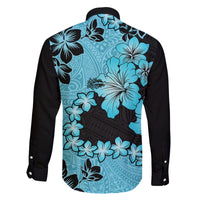 Blue Hawaii Family Matching Off Shoulder Short Dress and Hawaiian Shirt Tapa Cloth Mix Tropical Flowers Pastel Vibes LT14 - Polynesian Pride