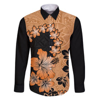 Orange Hawaii Family Matching Summer Maxi Dress and Hawaiian Shirt Tapa Cloth Mix Tropical Flowers Pastel Vibes LT14 Dad's Shirt - Long Sleeve Orange - Polynesian Pride