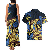 Polynesia Fabric Couples Matching Tank Maxi Dress and Hawaiian Shirt Polynesian Tribal With Frangipani Flowers LT14 - Polynesian Pride