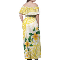 Gold And White Polynesia Plumeria Family Matching Off Shoulder Maxi Dress and Hawaiian Shirt Curves Tropical Vibes LT14 - Polynesian Pride