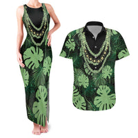 Green Hawaii Kukui Nut Lei Couples Matching Tank Maxi Dress and Hawaiian Shirt Hawaiian Pattern Monstera Tropical Vibes LT14 Green - Polynesian Pride
