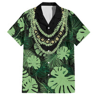 Green Hawaii Kukui Nut Lei Family Matching Mermaid Dress and Hawaiian Shirt Hawaiian Pattern Monstera Tropical Vibes LT14 Dad's Shirt - Short Sleeve Green - Polynesian Pride