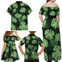 Green Hawaii Kukui Nut Lei Family Matching Off Shoulder Maxi Dress and Hawaiian Shirt Hawaiian Pattern Monstera Tropical Vibes LT14 - Polynesian Pride