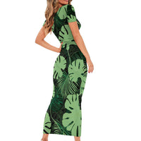 Green Hawaii Kukui Nut Lei Family Matching Short Sleeve Bodycon Dress and Hawaiian Shirt Hawaiian Pattern Monstera Tropical Vibes LT14 - Polynesian Pride