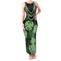 Green Hawaii Kukui Nut Lei Family Matching Tank Maxi Dress and Hawaiian Shirt Hawaiian Pattern Monstera Tropical Vibes LT14 Mom's Dress Green - Polynesian Pride