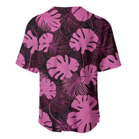 Pink Hawaii Kukui Nut Lei Baseball Jersey Hawaiian Pattern Monstera Tropical Vibes - Polynesian Pride