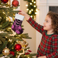 Pink Hawaii Kukui Nut Lei Christmas Stocking Hawaiian Pattern Monstera Tropical Vibes - Polynesian Pride