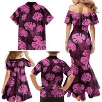 Pink Hawaii Kukui Nut Lei Family Matching Mermaid Dress and Hawaiian Shirt Hawaiian Pattern Monstera Tropical Vibes LT14 - Polynesian Pride