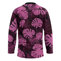 Pink Hawaii Kukui Nut Lei Hockey Jersey Hawaiian Pattern Monstera Tropical Vibes - Polynesian Pride