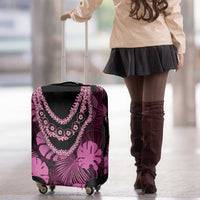Pink Hawaii Kukui Nut Lei Luggage Cover Hawaiian Pattern Monstera Tropical Vibes - Polynesian Pride
