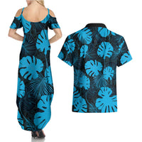 Blue Hawaii Kukui Nut Lei Couples Matching Summer Maxi Dress and Hawaiian Shirt Hawaiian Pattern Monstera Tropical Vibes LT14 - Polynesian Pride