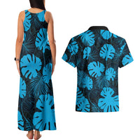 Blue Hawaii Kukui Nut Lei Couples Matching Tank Maxi Dress and Hawaiian Shirt Hawaiian Pattern Monstera Tropical Vibes LT14 - Polynesian Pride