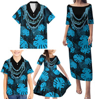 Blue Hawaii Kukui Nut Lei Family Matching Puletasi and Hawaiian Shirt Hawaiian Pattern Monstera Tropical Vibes LT14 - Polynesian Pride