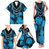 Blue Hawaii Kukui Nut Lei Family Matching Tank Maxi Dress and Hawaiian Shirt Hawaiian Pattern Monstera Tropical Vibes LT14 - Polynesian Pride