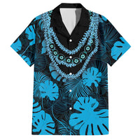 Blue Hawaii Kukui Nut Lei Hawaiian Shirt Hawaiian Pattern Monstera Tropical Vibes - Polynesian Pride