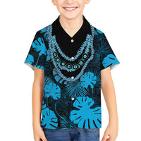 Blue Hawaii Kukui Nut Lei Hawaiian Shirt Hawaiian Pattern Monstera Tropical Vibes - Polynesian Pride