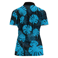 Blue Hawaii Kukui Nut Lei Women Polo Shirt Hawaiian Pattern Monstera Tropical Vibes - Polynesian Pride