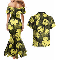 Yellow Hawaii Kukui Nut Lei Couples Matching Mermaid Dress and Hawaiian Shirt Hawaiian Pattern Monstera Tropical Vibes LT14 - Polynesian Pride