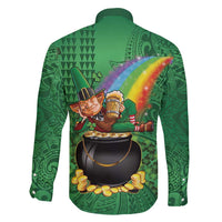 Hawaii Saint Patrick's Day Family Matching Mermaid Dress and Hawaiian Shirt Funny Leprechaun With Pot Of Gold - Polynesian Tattoo
