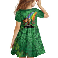 Hawaii Saint Patrick's Day Family Matching Off The Shoulder Long Sleeve Dress and Hawaiian Shirt Funny Leprechaun With Pot Of Gold - Polynesian Tattoo LT14 - Polynesian Pride